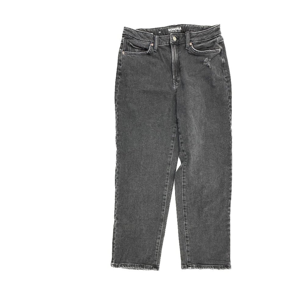 Sonoma Straight Distressed Women's size 10 Black Denim jeans